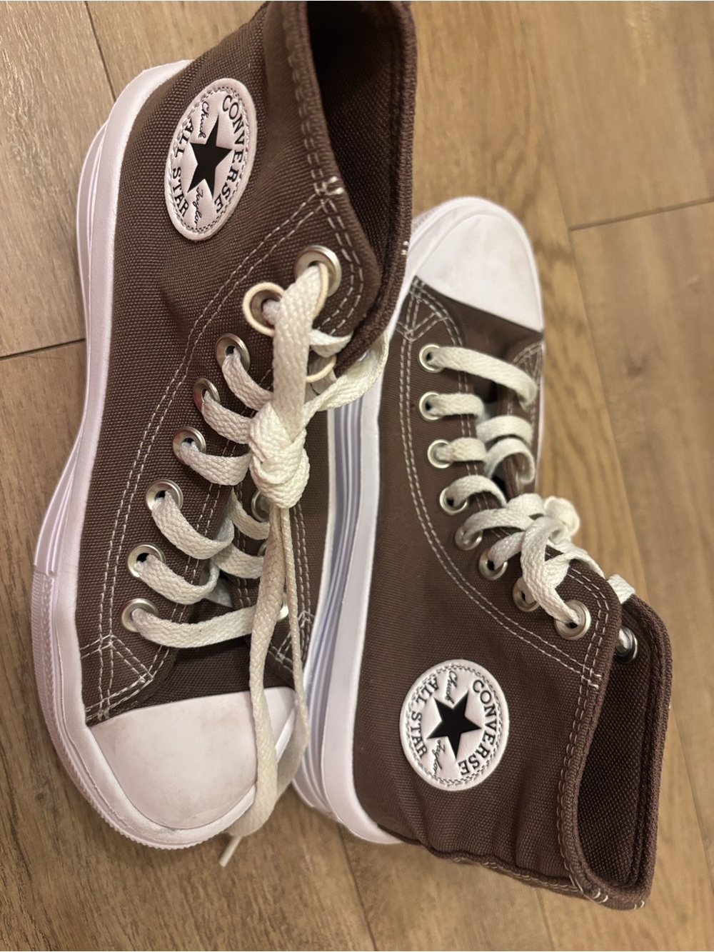 Converse Women’s Big Kids Brown Canvas High Top Sneakers with White Accents